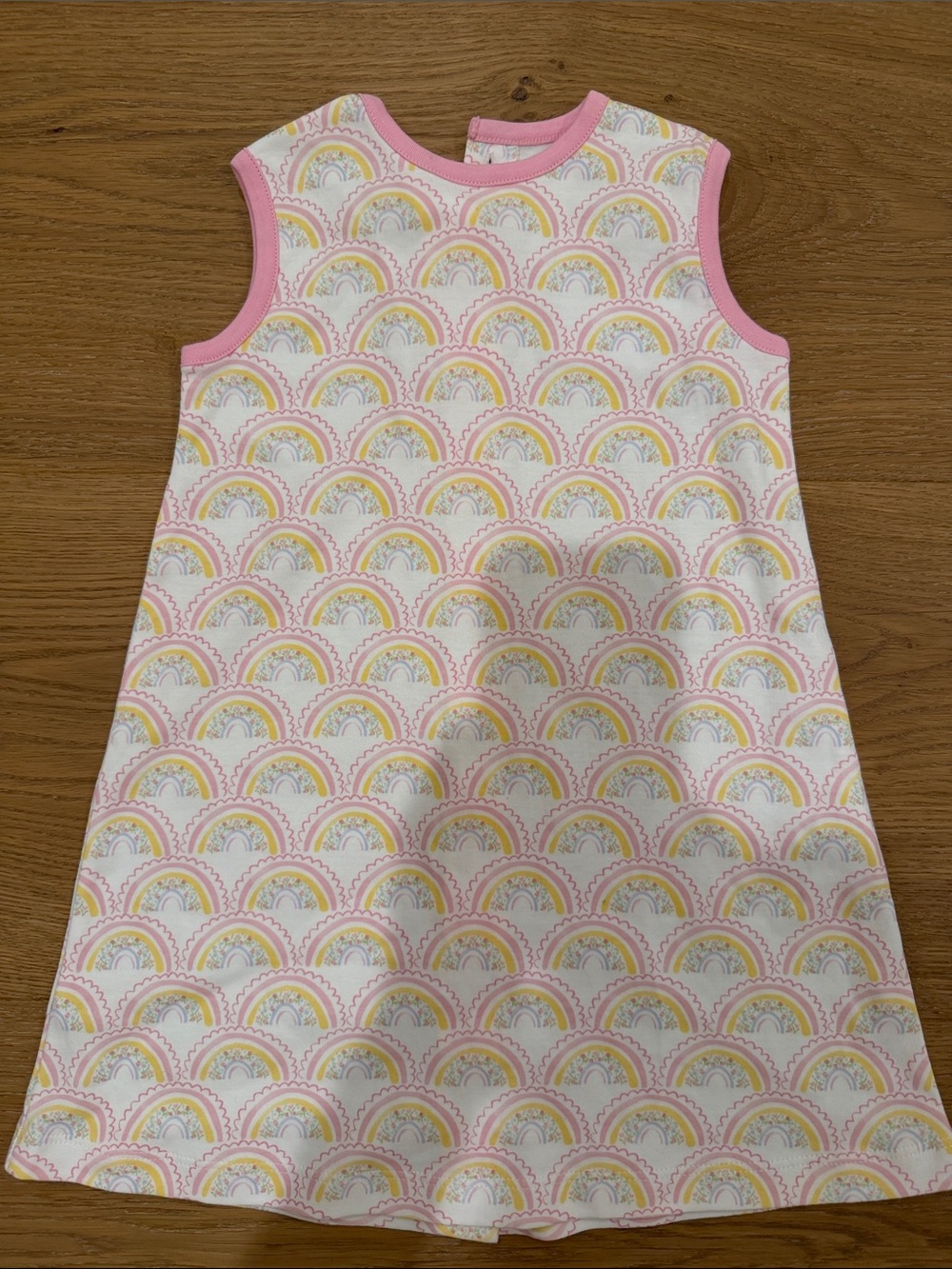 Sleeveless Girls Nightgown in Pink Rainbow Print